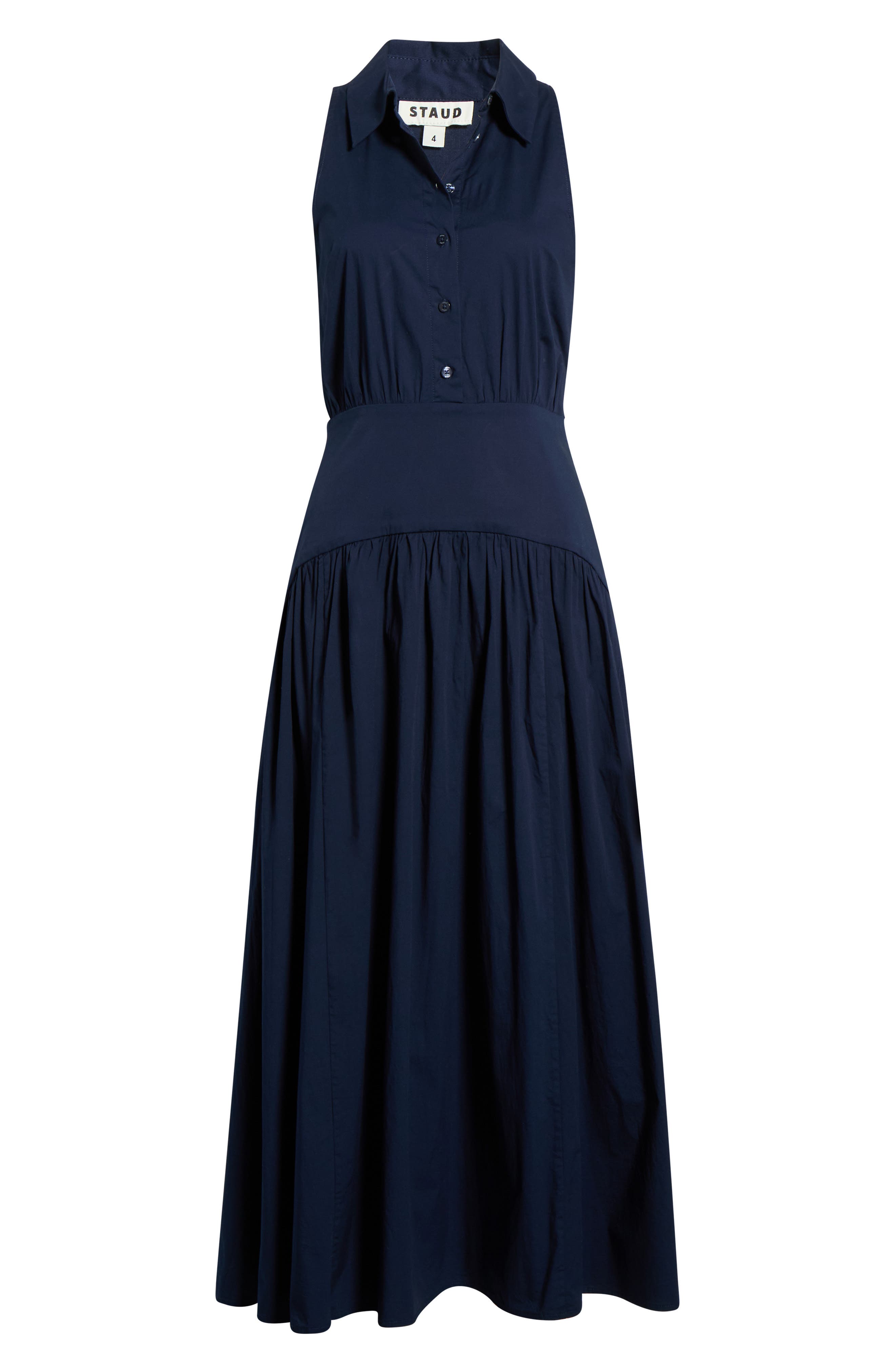 navy sleeveless shirt dress Sleeveless Seamed Shirt Dress | Nautical Night | S