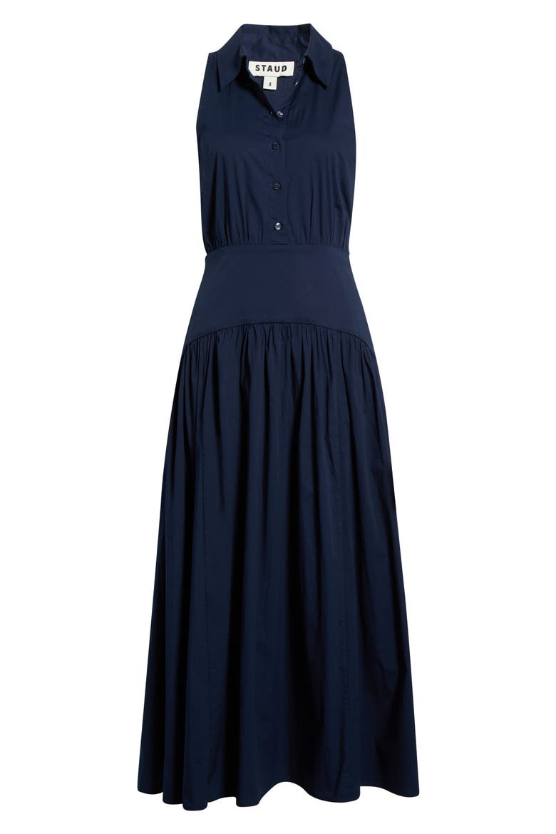 Romy Sleeveless Stretch Cotton Shirtdress, Alternate, color, NAVY