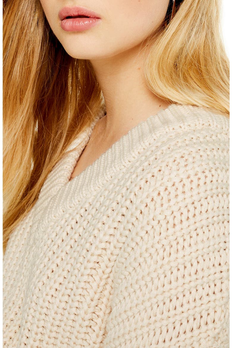 Oversize V-Neck Sweater, Alternate, color, OATMEAL