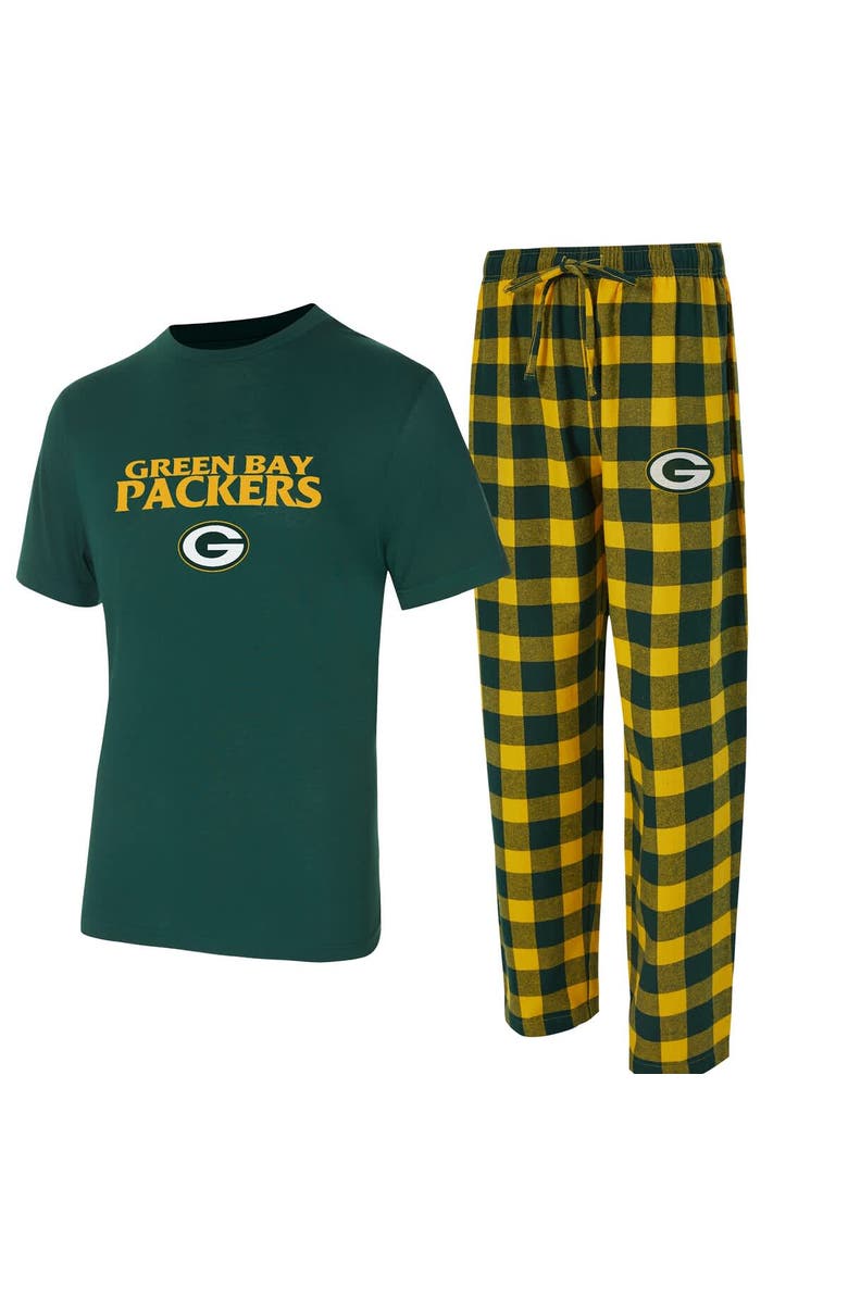 CONCEPTS SPORT Men's Concepts Sport Green/Gold Green Bay Packers Avondale T-Shirt & Flannel Pants Set, Main, color, Green