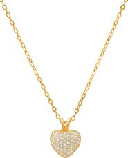 Queen Jewels Puffy Pavé Cubic Zirconia Heart Pendant Necklace