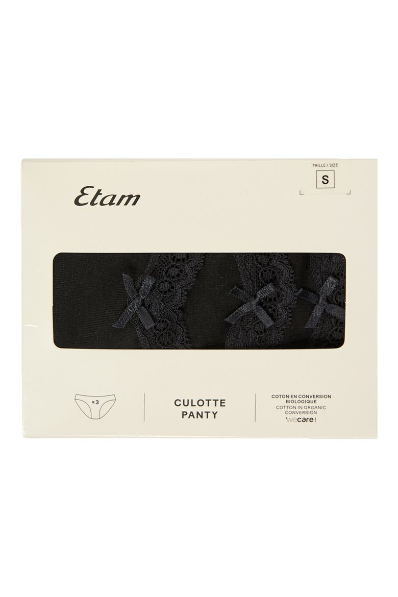 3-Pack Lace-Trimmed Bikini Panties, Alternate, color, BLACK