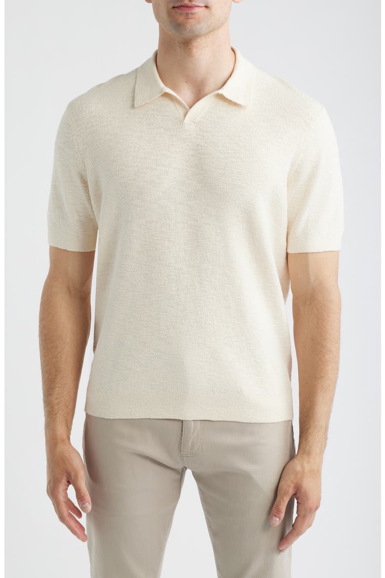Santa Cruz Johnny Collar Slub Cotton Blend Polo, Main, color, IVORY CREAM