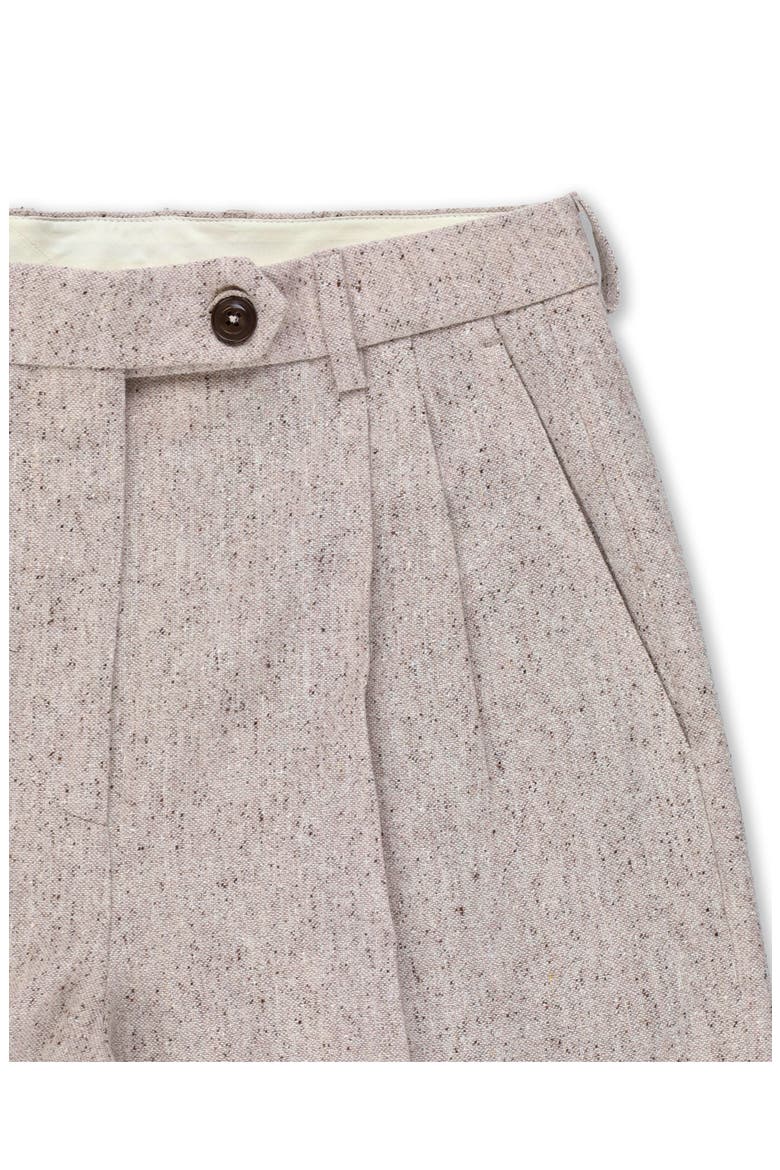 High-Waisted Pleated Wool Trousers, Alternate, color, Ecru