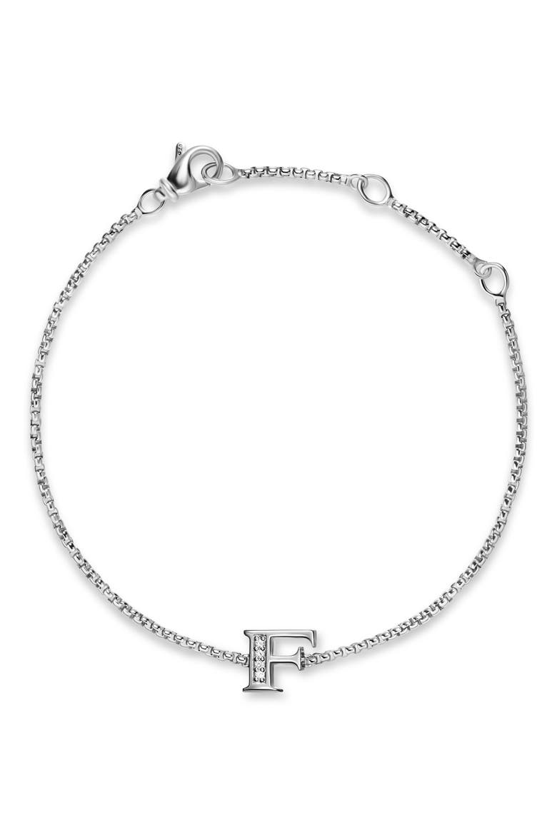Petite Pavé Initial Chain Bracelet in Sterling Silver with Diamonds, Alternate, color, SILVER PAVE F