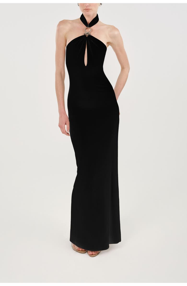 Nocturne Cut-Out Detail Embellished Maxi Dress, Alternate, color, Black