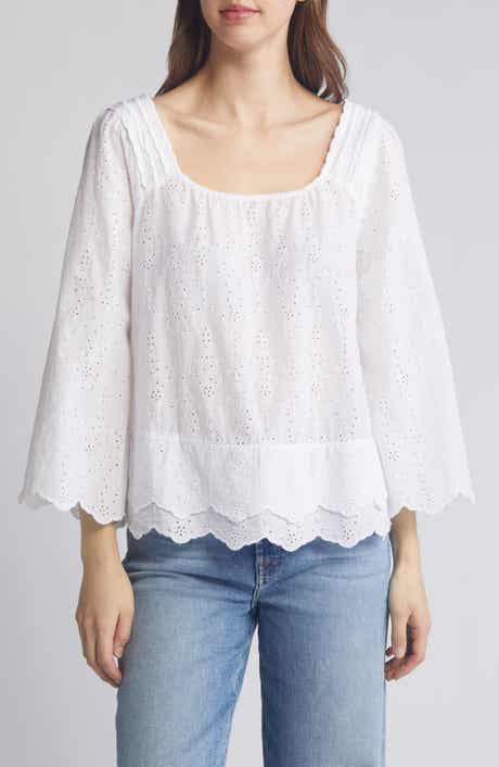 Caslon® Cotton Eyelet Top