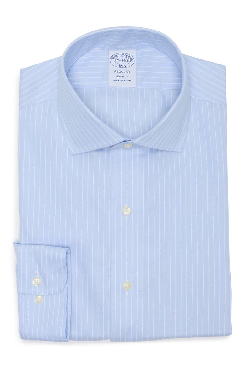 Regular Fit Pinstripe Cotton Dress Shirt, Main, color, SERENITYGROUNDPINSTP