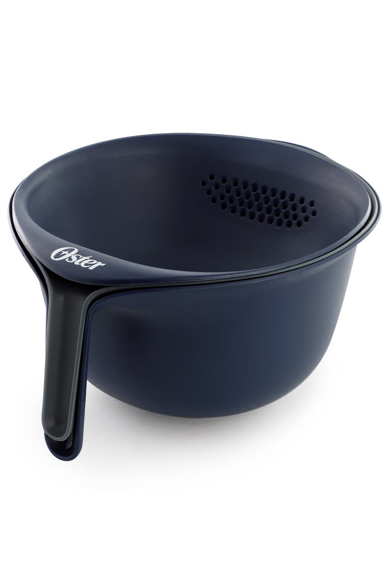 3 Piece Nestable Plastic Colander and 3 Quart Bowl Set, Alternate, color, Blue