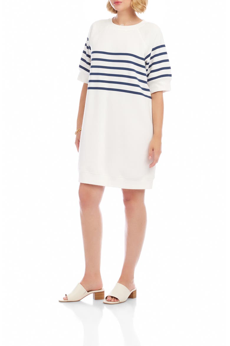 Raglan Sleeve Sweatshirt Dress, Alternate, color, OFF-WHITE/ NAVY