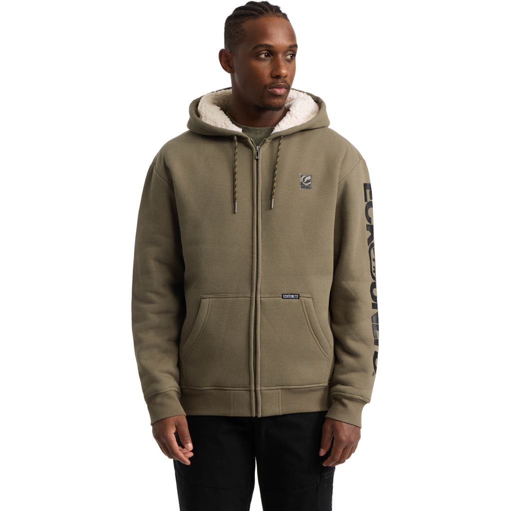 Ecko Unltd One Hit Faux Shearling Hoodie In Olive