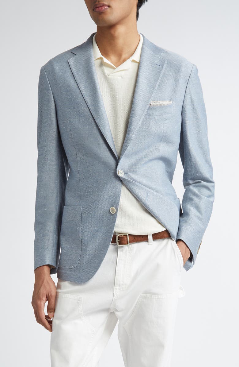 Eleventy Unstructured Cotton & Linen Sport Coat, Main, color, 08 Denim