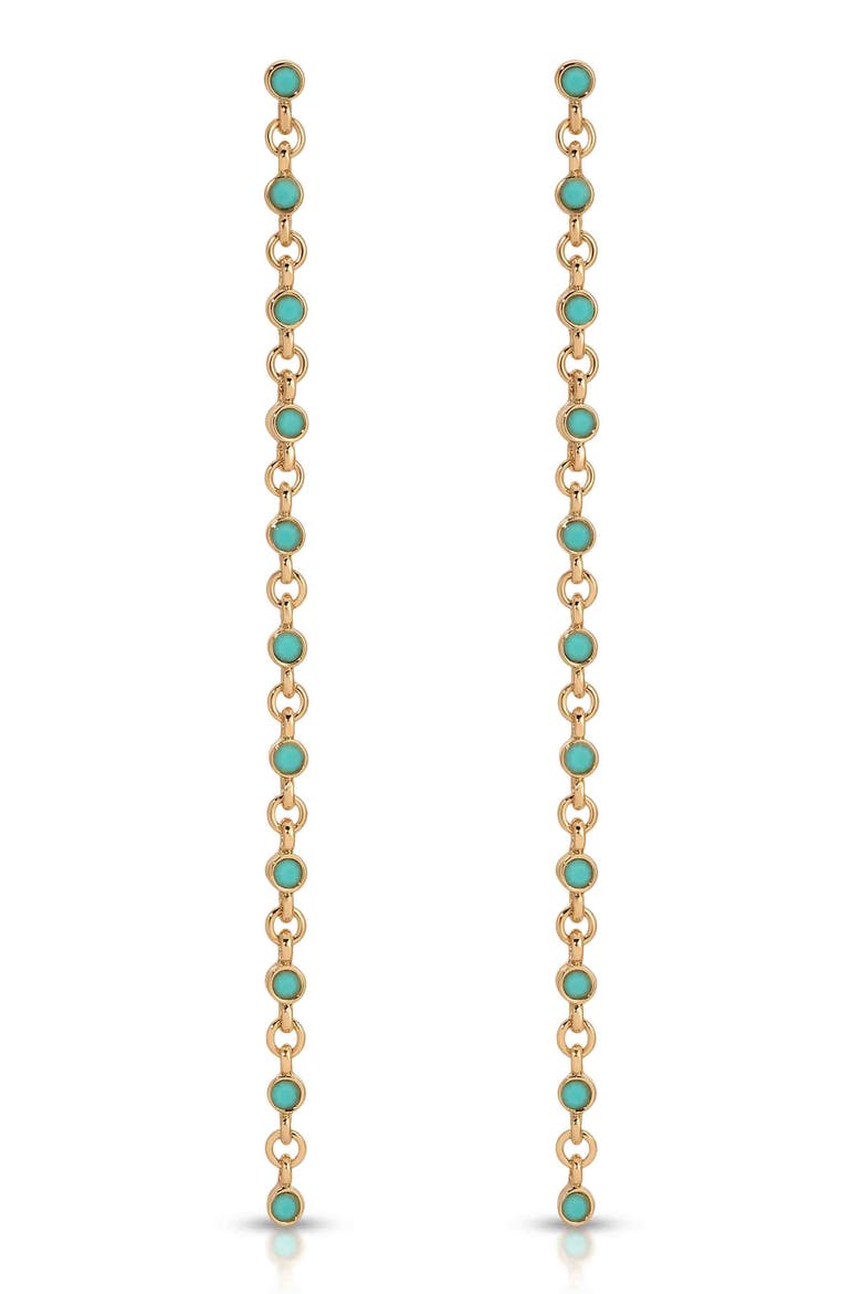 Dainty Crystal Linear Drop Earrings, Alternate, color, TURQUOISE/ GOLD
