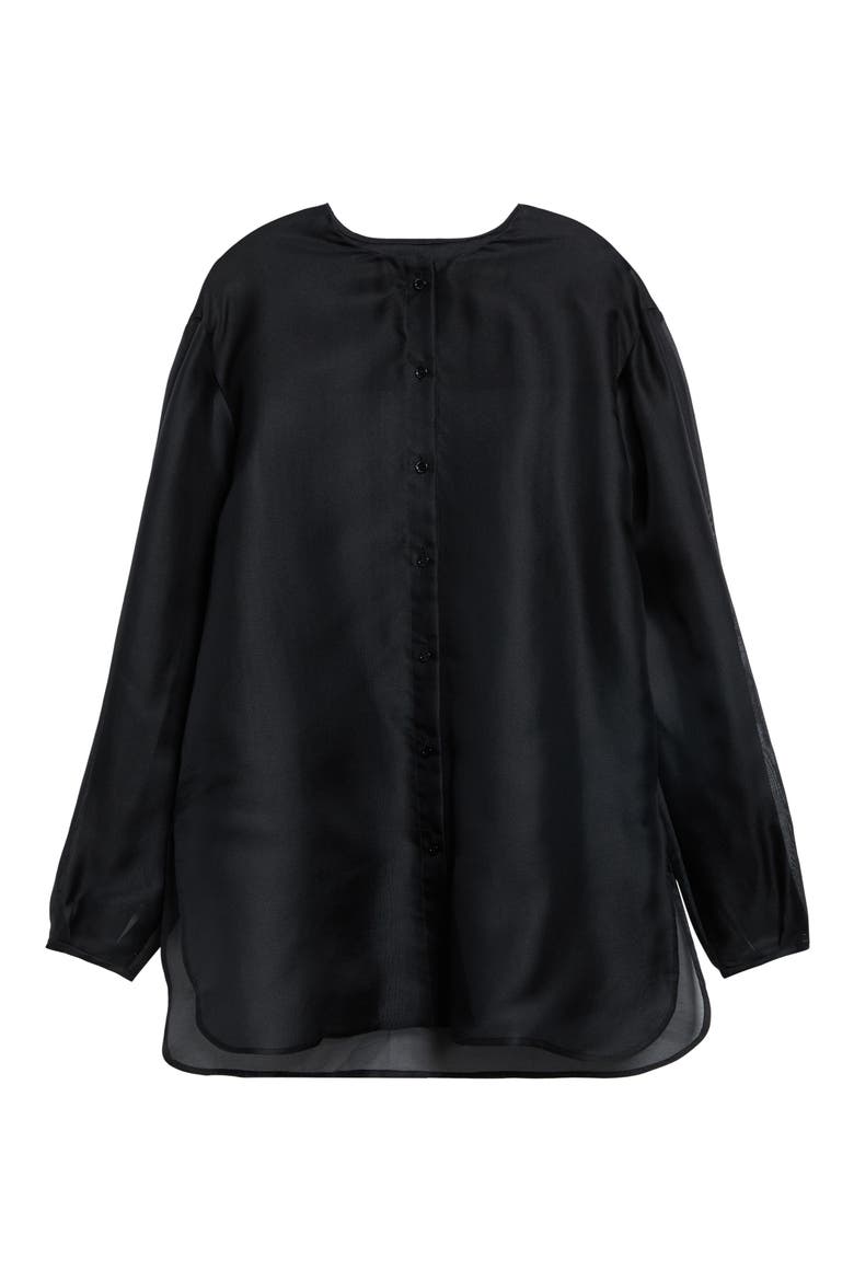 Silk Long Sleeve Shirt, Alternate, color, BLACK