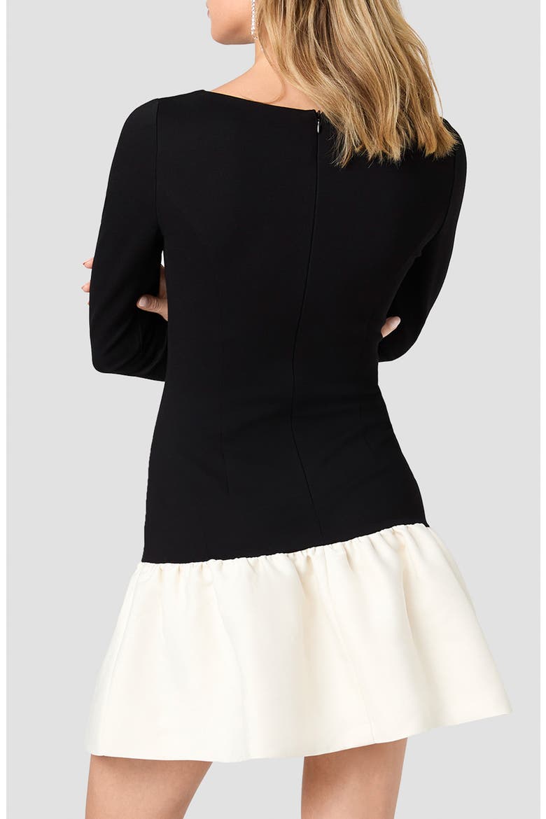 Cleo Ponte Combo Structured Long Sleeve Minidress, Alternate, color, BLACK WITH PORCELAIN CREAM