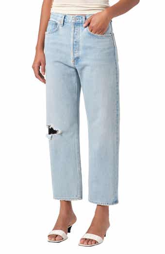 AGOLDE '90s Ripped Mid Rise Crop Relaxed Straight Leg Jeans
