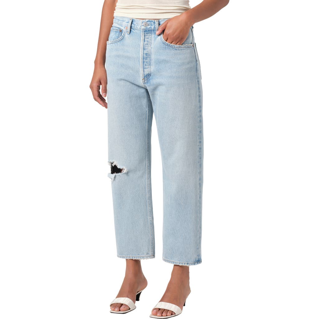 AGOLDE '90s Ripped Mid Rise Crop Relaxed Straight Leg Jeans in Segment  product