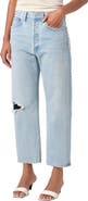 AGOLDE '90s Ripped Mid Rise Crop Relaxed Straight Leg Jeans