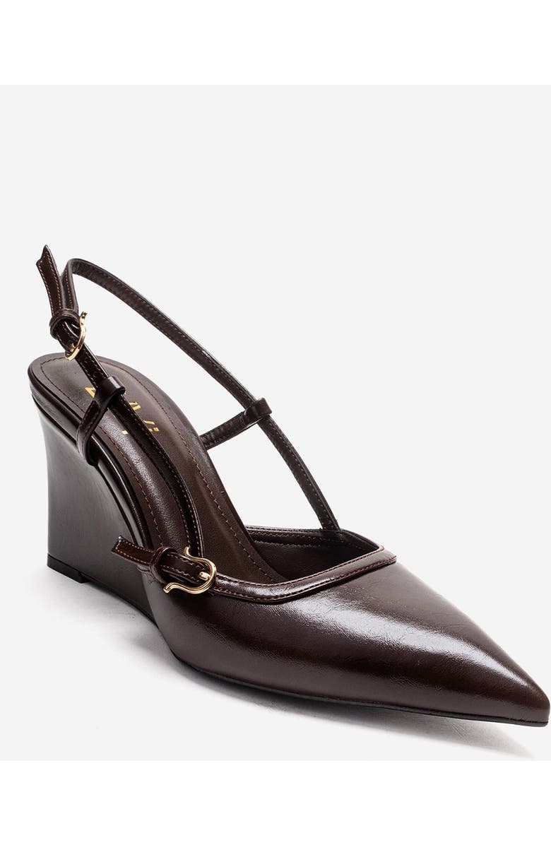 Prologue Shoes Celia Pointed Toe Wedge Pump, Alternate, color, Brown