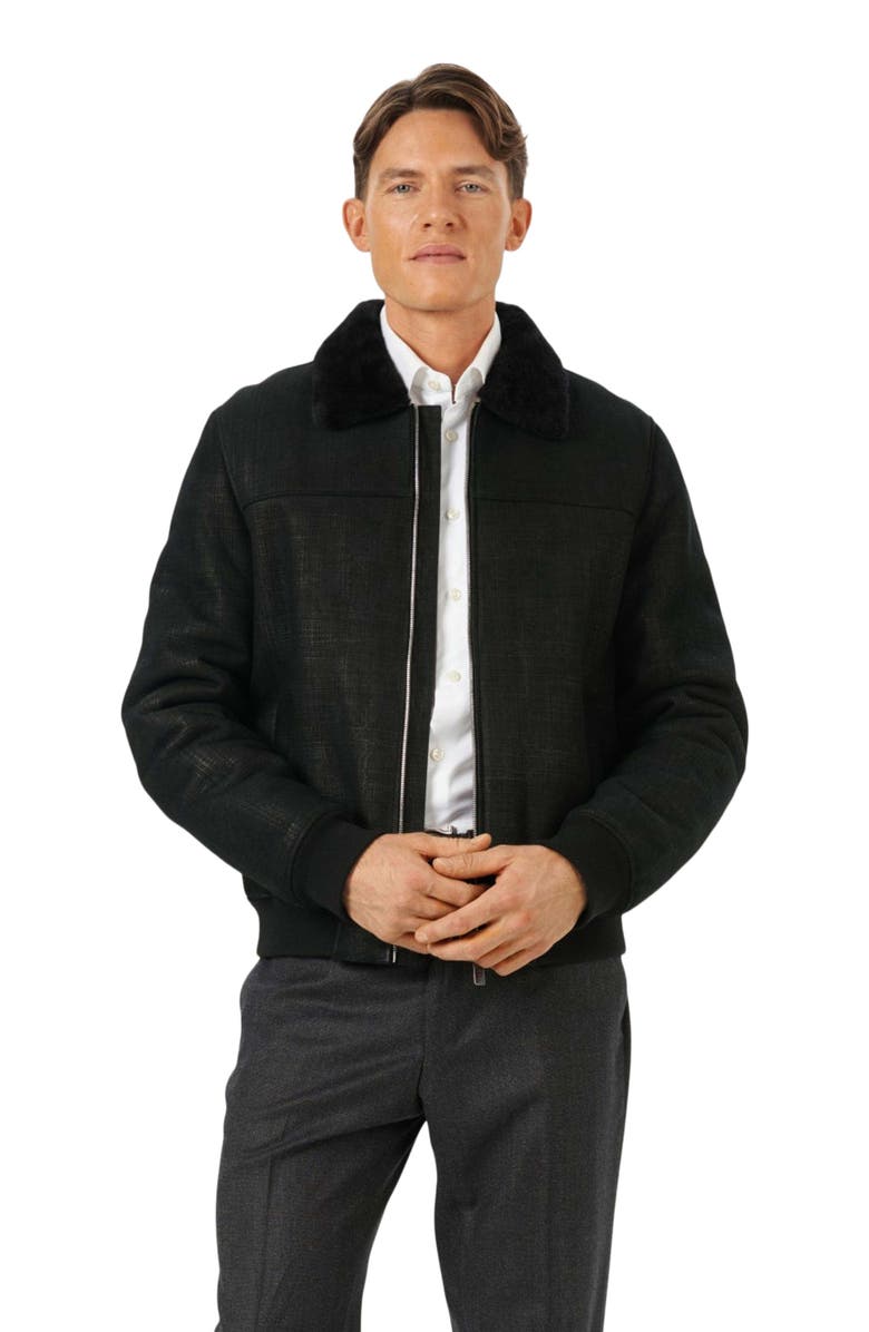 GORSKI Merino Shearling Lamb Bomber Jacket, Alternate, color, Black Pattern