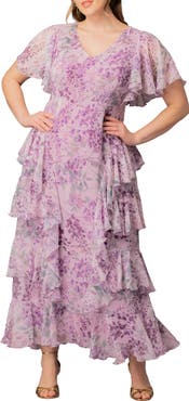 Kiyonna Tour de Flounce Tiered Maxi Dress