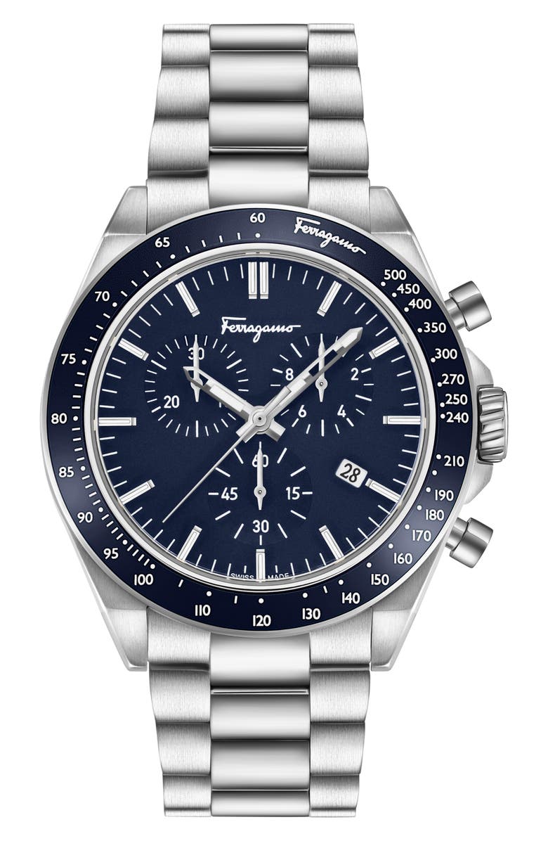 FERRAGAMO Chronograph Bracelet Watch, 43mm, Main, color,