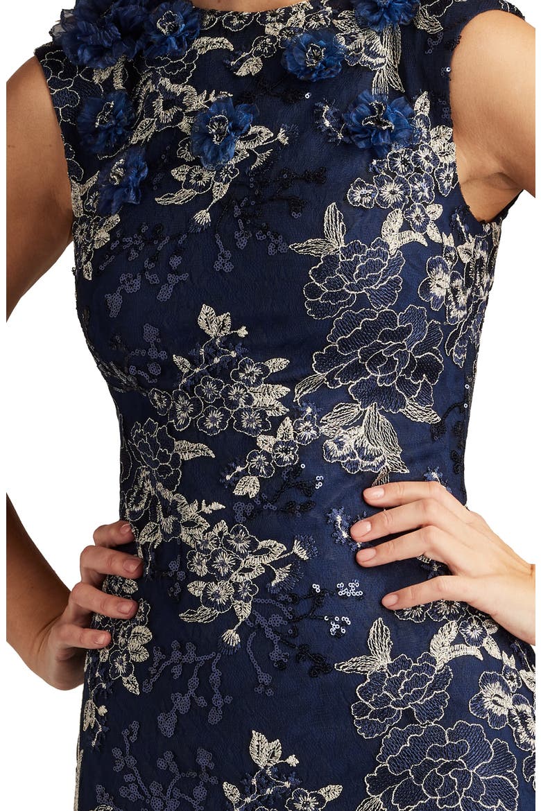 Embroidered Sequin Lace Sleeveless Cocktail Sheath Dress, Alternate, color, MIDNIGHT
