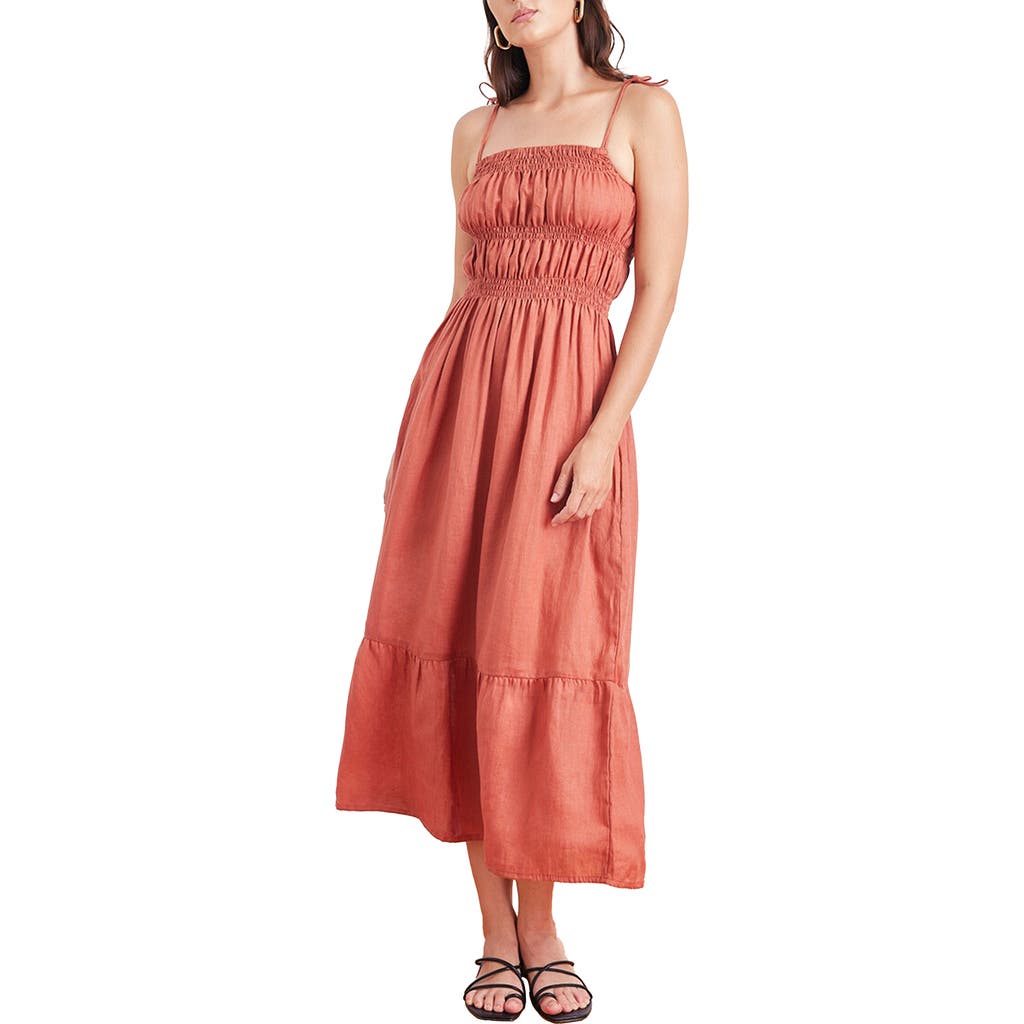 Paneros Clothing Emilia Linen Midi Dress In Red