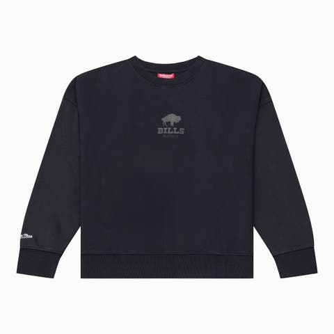 Women's Mitchell & Ness Black Buffalo Bills Core Essentials Micro Logo Fleece Sweatshirt