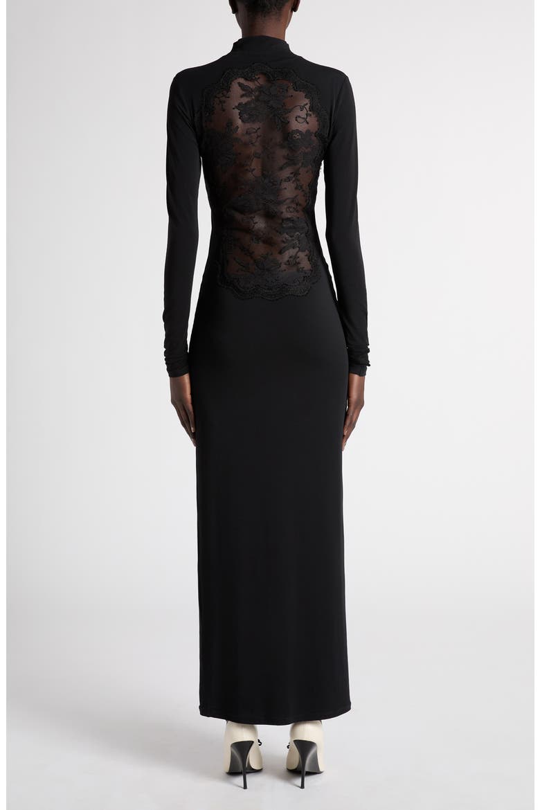 Mock Neck Long Sleeve Jersey Maxi Dress, Alternate, color, BLACK