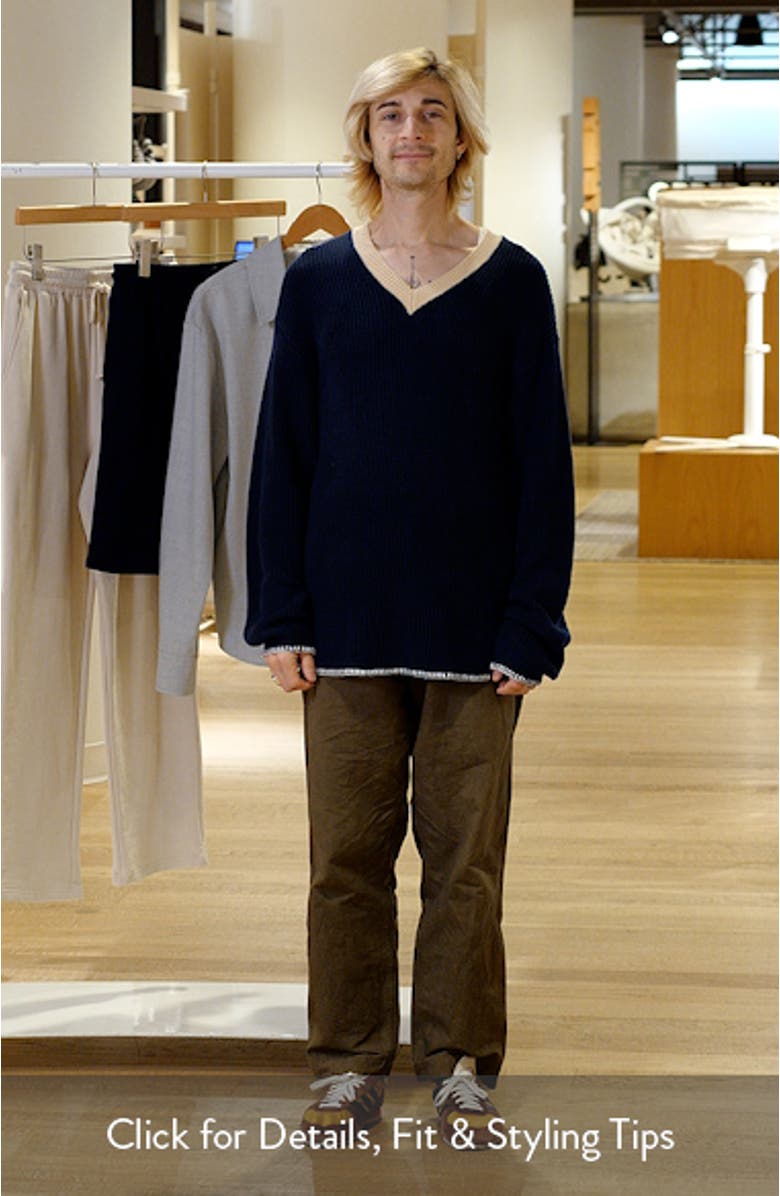 Rib Knit V-Neck Sweater, sales video thumbnail