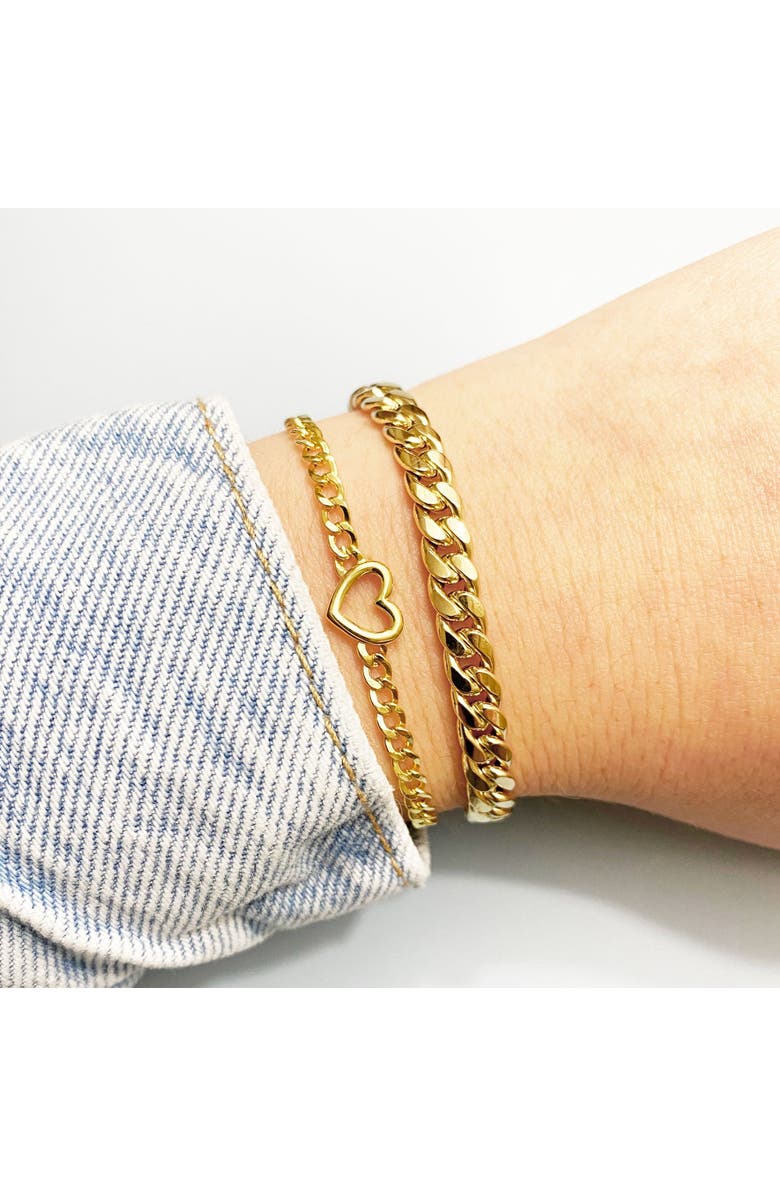 The Lovery Fine Jewelry Curb Heart Bracelet, Alternate, color, Yellow Gold