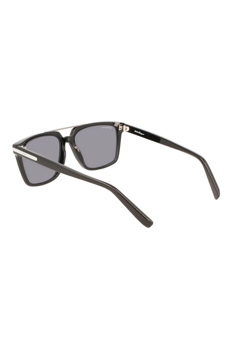 57mm Rectangular Sunglasses, Alternate, color, BLACK