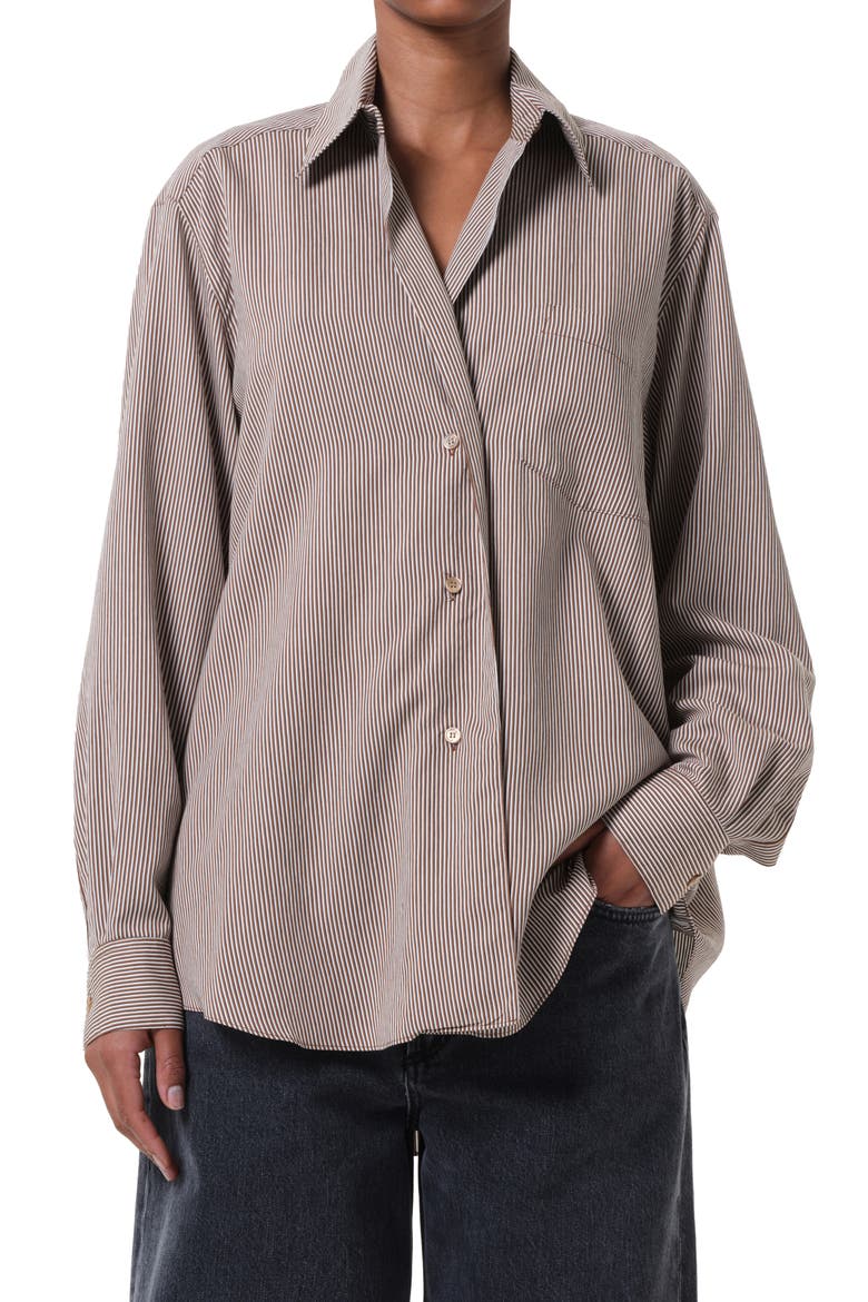 Aris Stripe Asymmetric Button-Up Shirt, Main, color, JAKARTA STRIPE