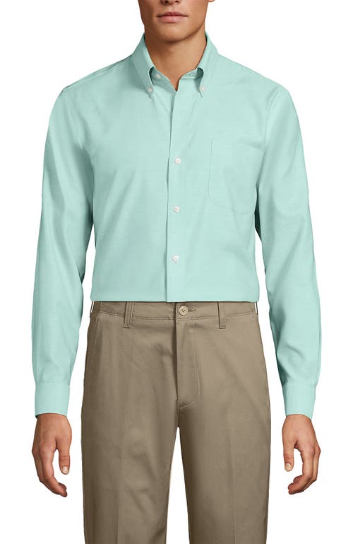 Lands' End Big And Tall Traditional Fit Pattern No Iron Supima Oxford Dress Shirt In Green