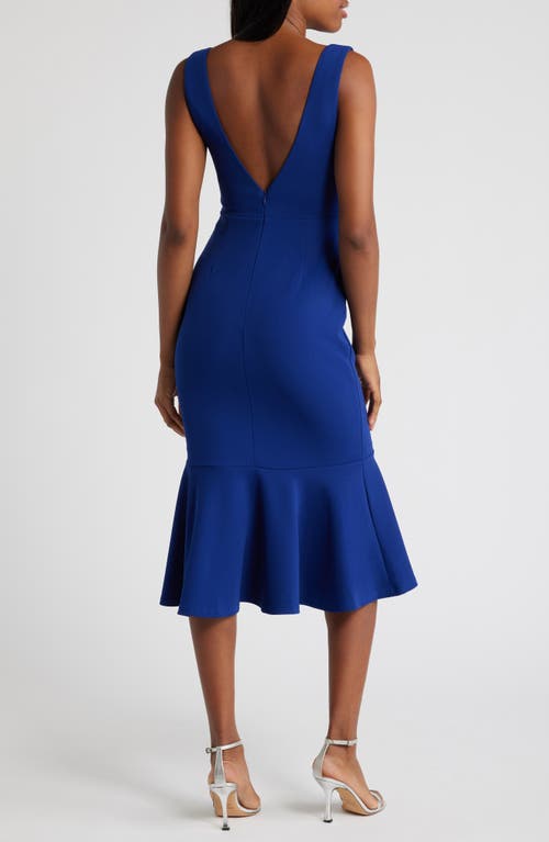 Lulus Moment Maker Cobalt Blue Square Neck Trumpet Midi Dress