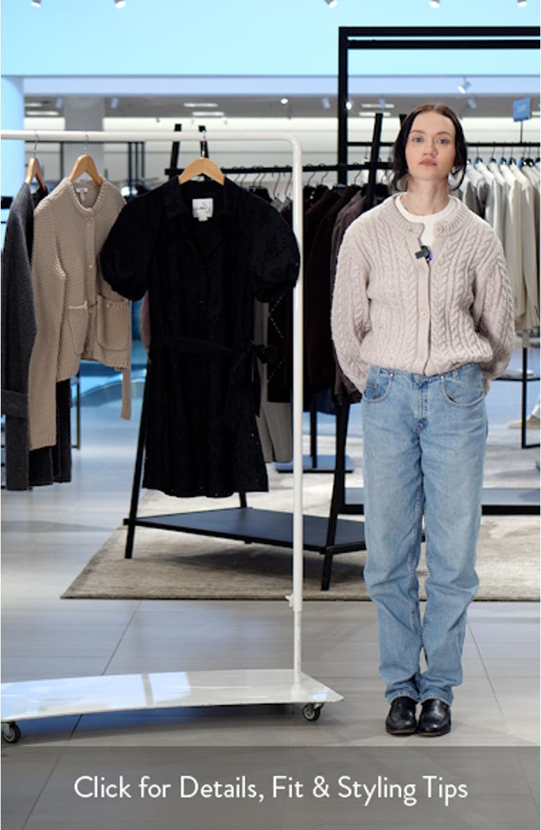 Puff Sleeve Eyelet Shirtdress, sales video thumbnail