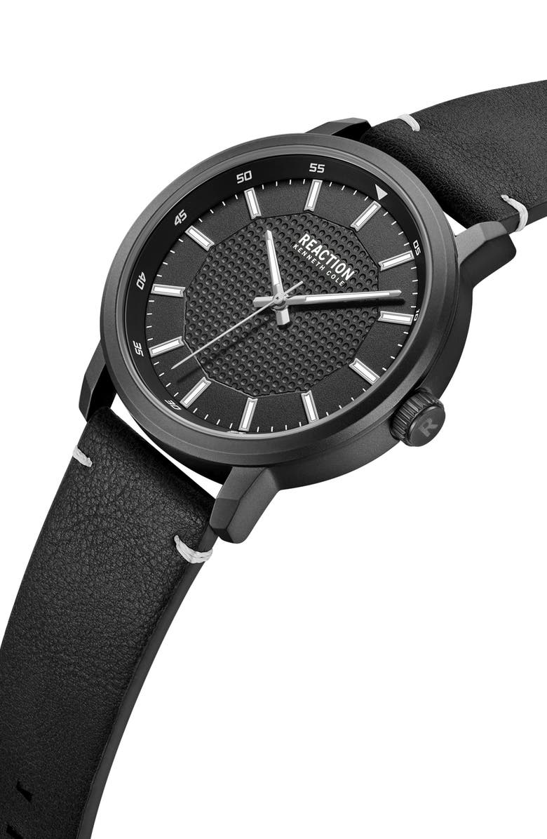 Kenneth Cole Reaction Classic Black Strap Watch, 44mm, Alternate, color, Black