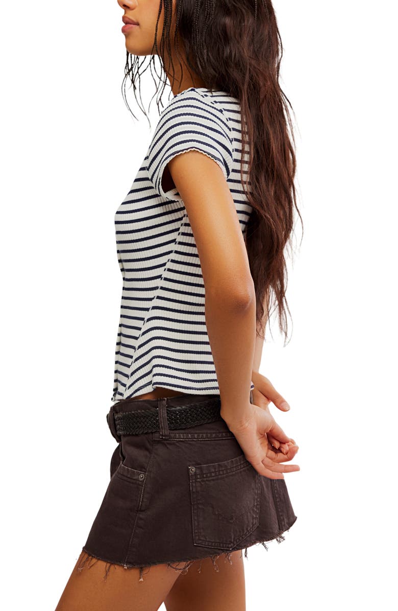 Free People Most Wanted Stripe Rib Cardigan, Alternate, color, Black/White Stripe