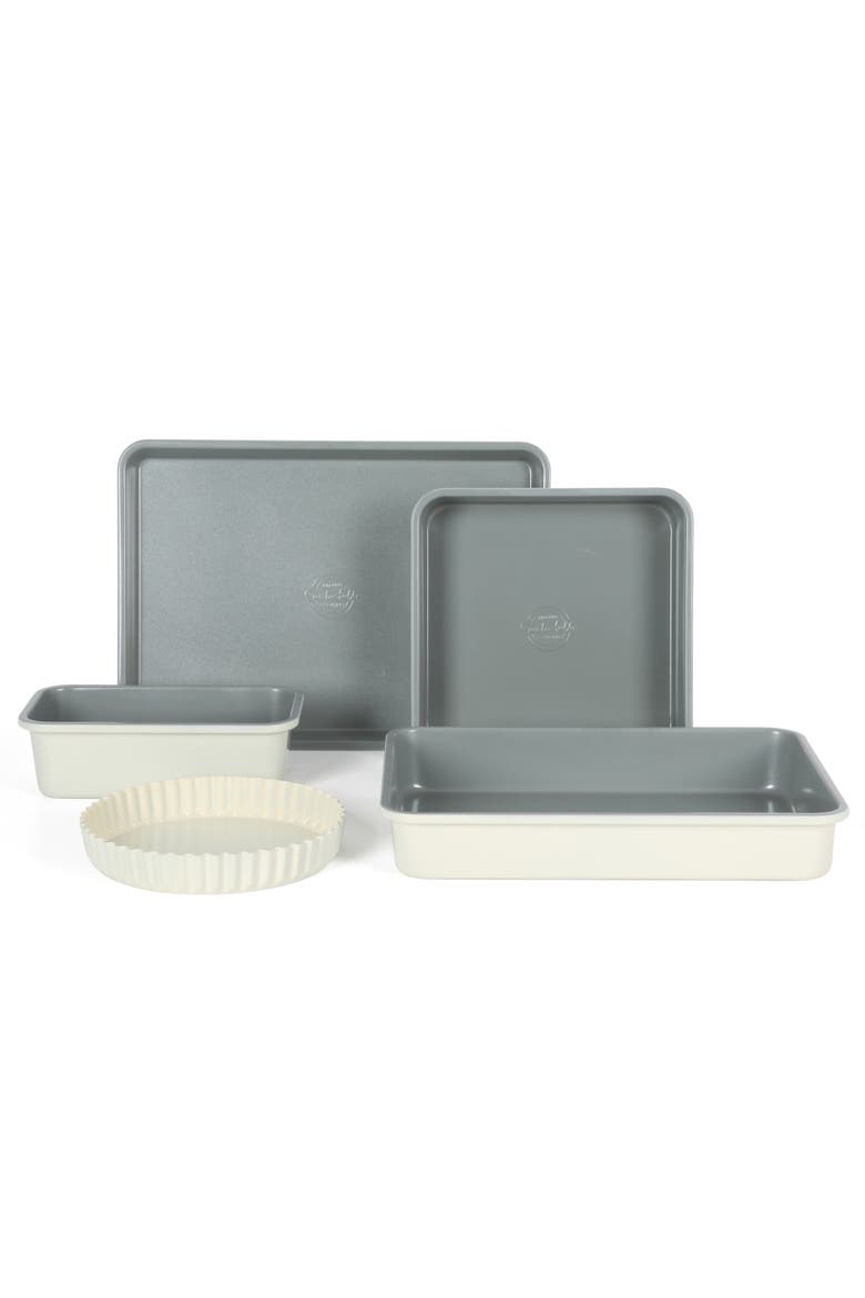 Bake Sale 5-Piece Carbon Steel PFA-Free Ceramic Nonstick Bakeware Set, Main, color, Linen White/Grey