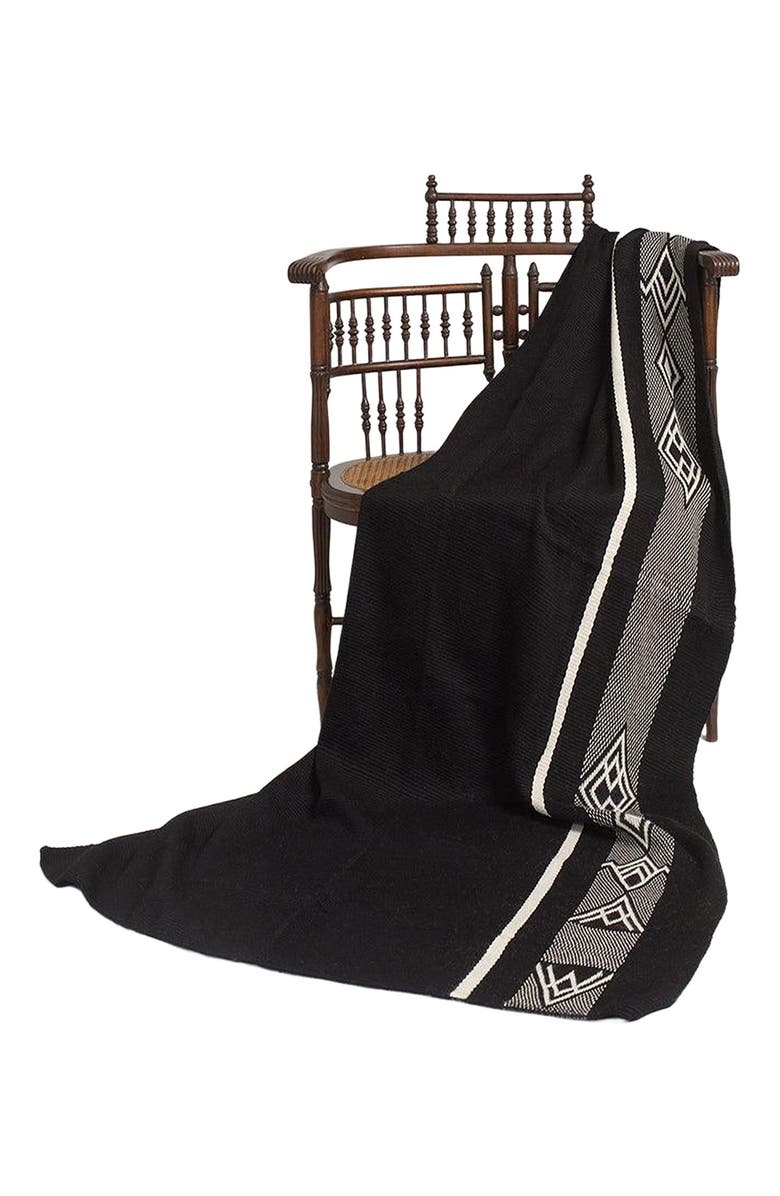 Voz Wide Diagonal Alpaca Blanket, Main, color, Black/Ivory