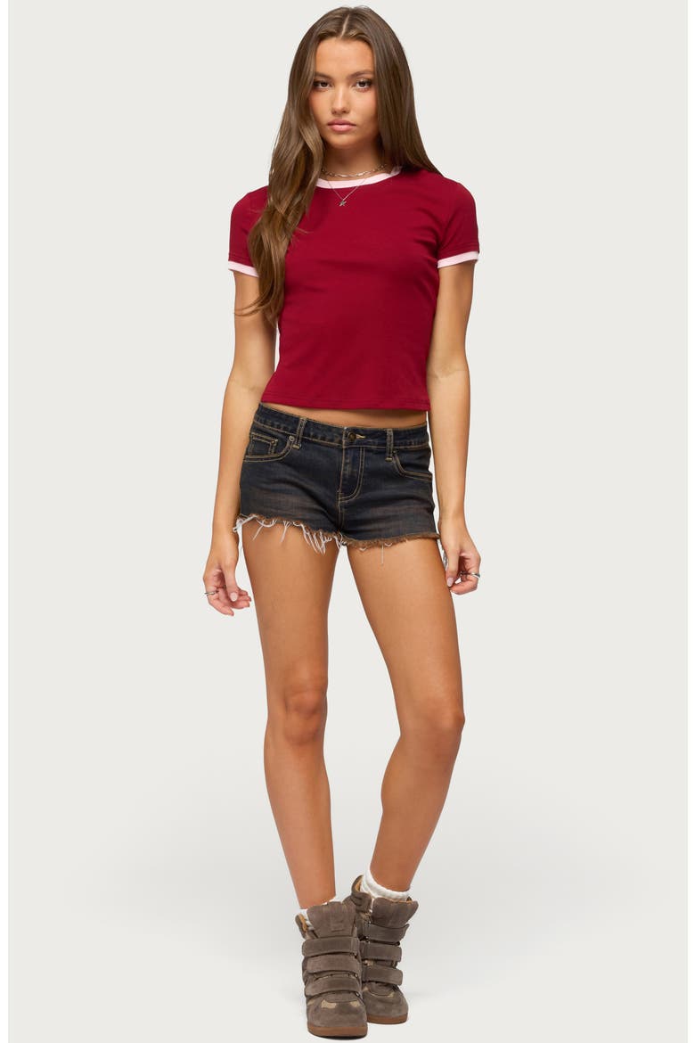 Opaline Contrast Trim T-Shirt, Alternate, color, BURGUNDY