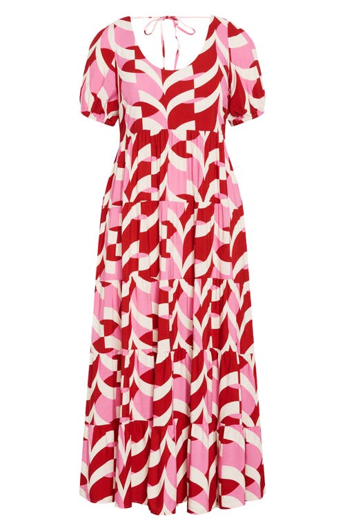 City Chic Mila Print Maxi Dress In Red