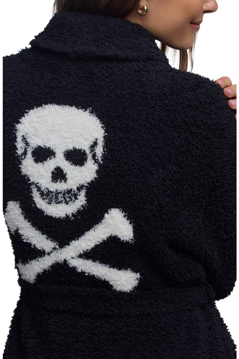 CozyChic® Skull and Bones Robe, Alternate, color, BLACK-CREAM