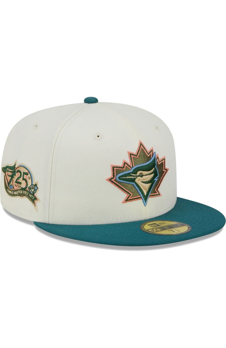 New Era Men's New Era Cream Toronto Blue Jays Chrome Evergreen 59FIFTY Fitted Hat, Main, color,