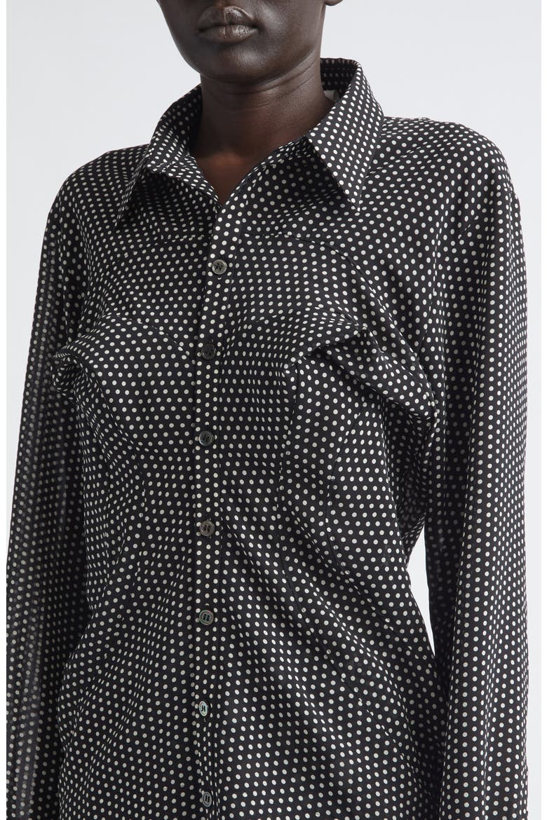 Polka Dot Georgette Button-Up Shirt, Alternate, color, BLACK/ WHITE