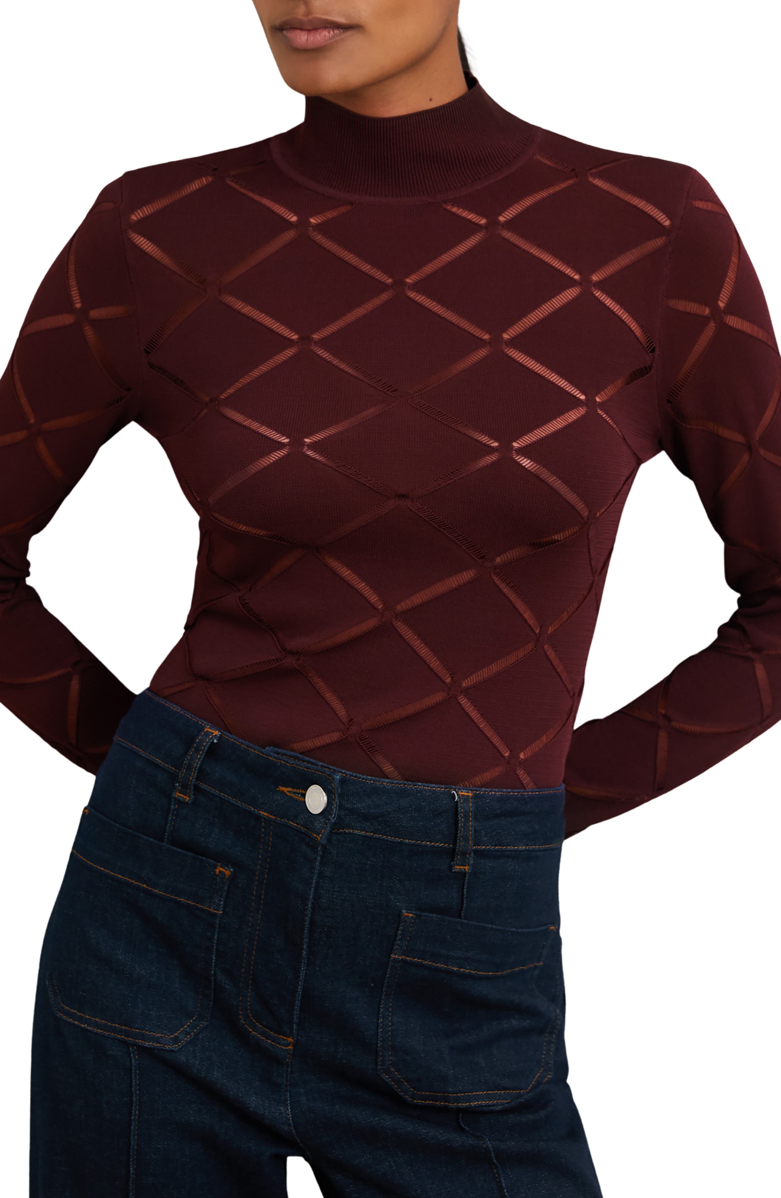 Reiss Serene Open Stitch Mock Neck Sweater