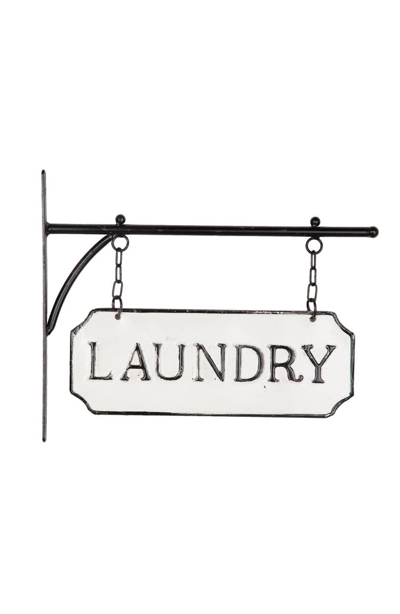 Foreside Home and Garden Foreside FWAD03983 Laundry Hanging Sign, Main, color, White