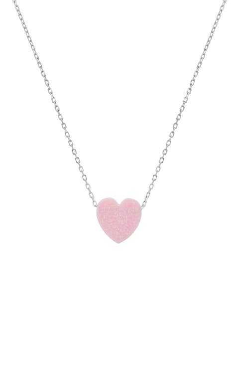 Sterling Silver Opal Heart Necklace