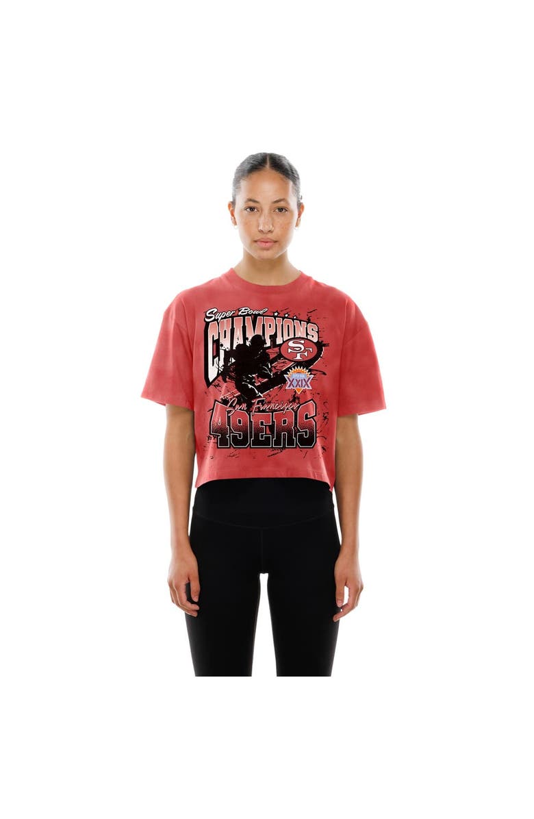 New Era Women's New Era Scarlet San Francisco 49ers Cropped Boxy Sport Classics Mineral Wash T-Shirt, Alternate, color, Scarlet